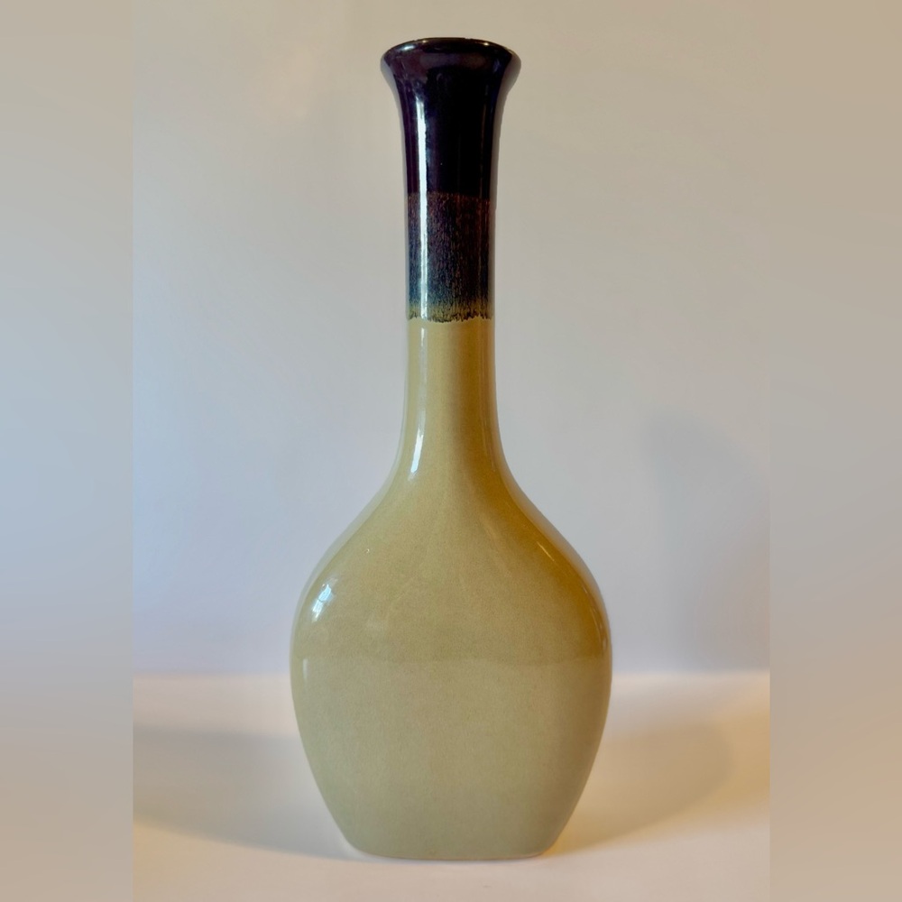 Source Unknown Two-Tone Vase - Cream and Dark Brown
